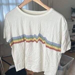 Patagonia White T-Shirt with Rainbow Stripe